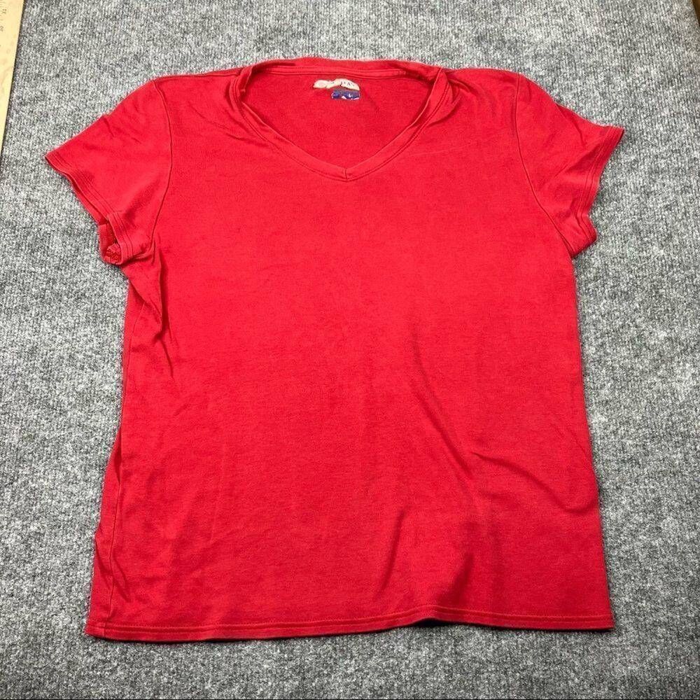 Magellan T-Shirt Womens Size L Red V-Neck Short Sleeve Casual Basic Tee Shirt